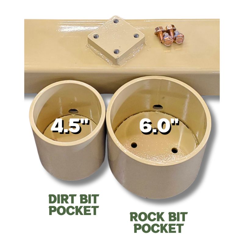 Bit pocket sizing 4.5" and 6.0" for the Bucket Bunker Auger Lite Pro attachment