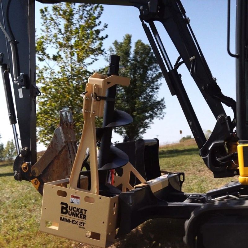 Bucket Bunker mini EX 2T on excavator in field