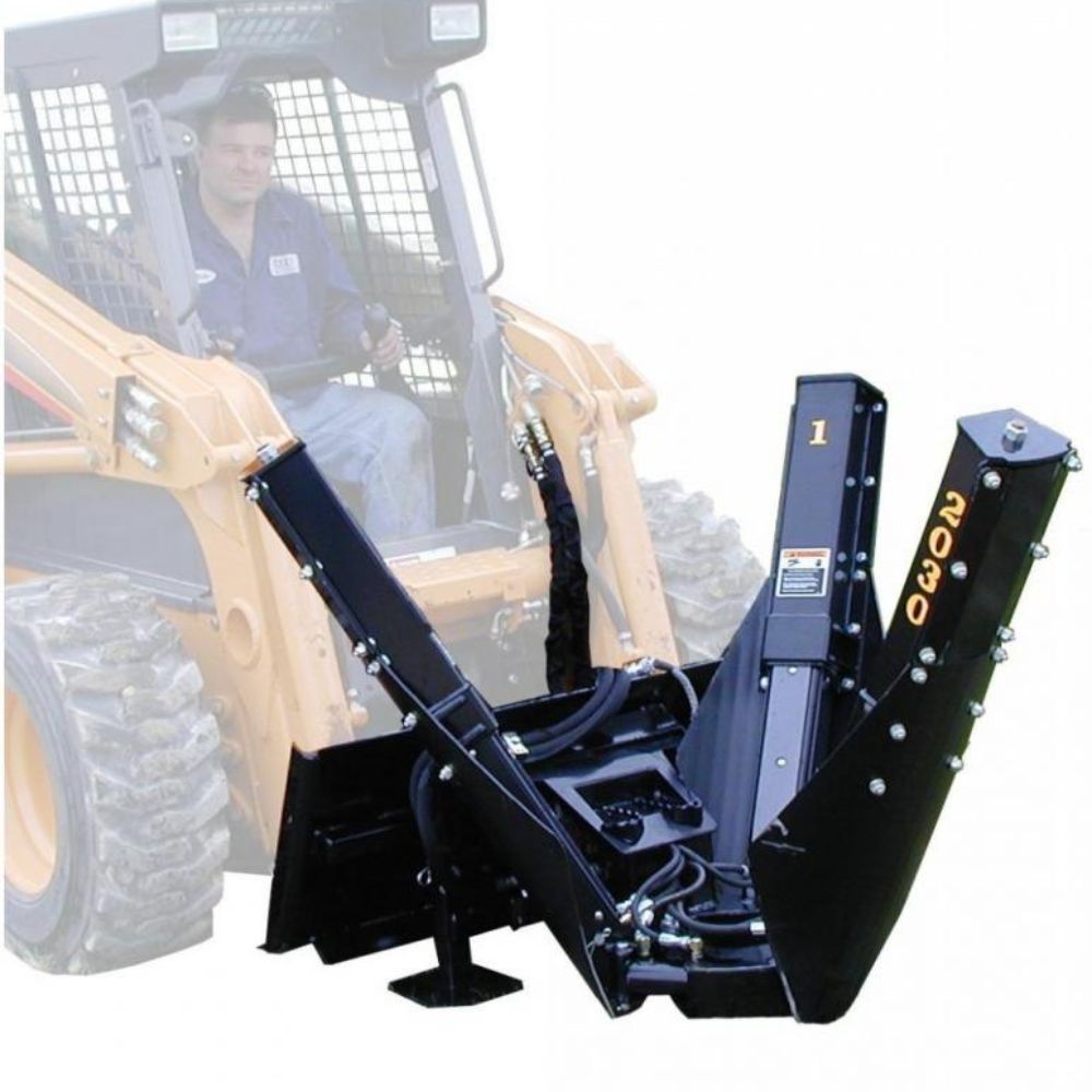 Skid-steer-with-the-mini-tree-spade-in-white-background