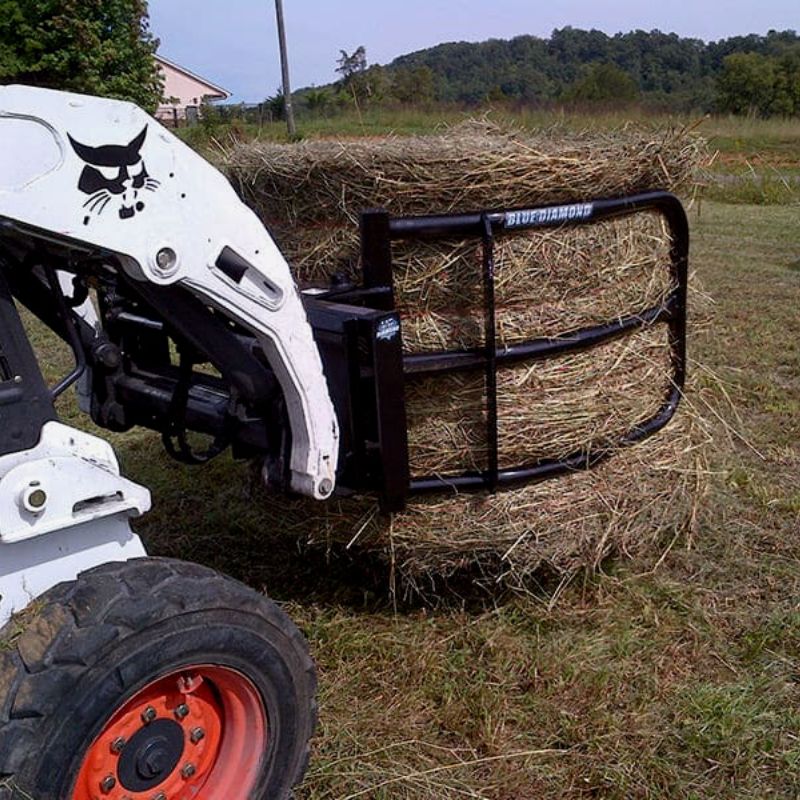 Blue Diamond Bale Squeeze in action on a Skid Steer.