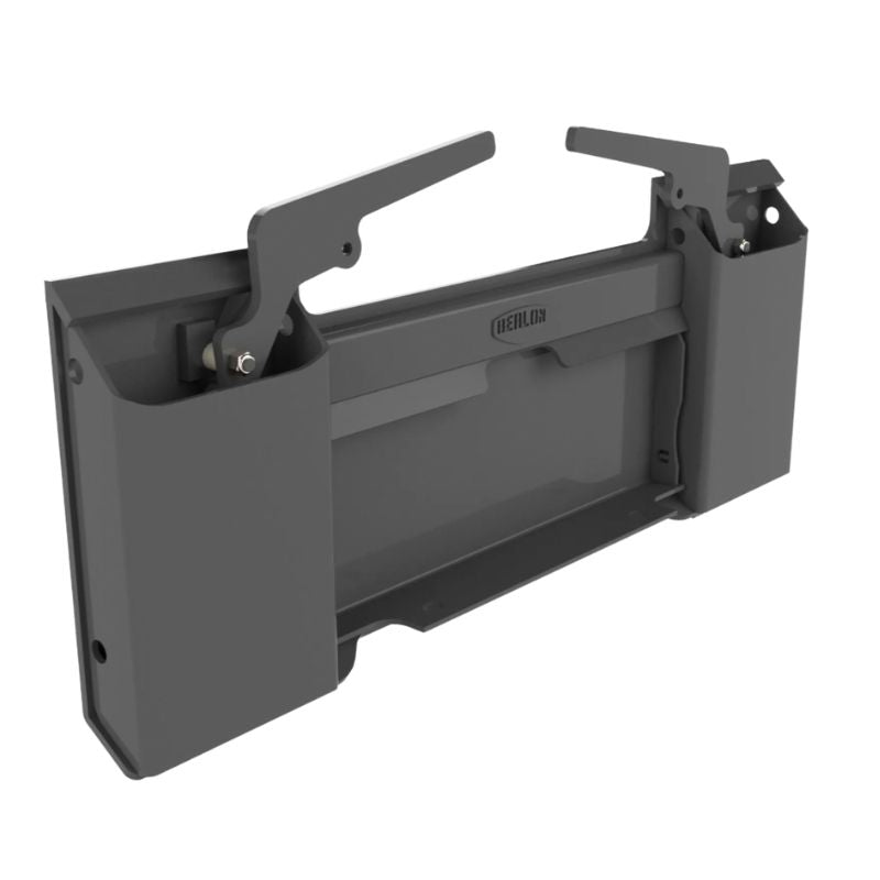 Gray Berlon Industries MIQT-U mounting plate with dual top levers on white background