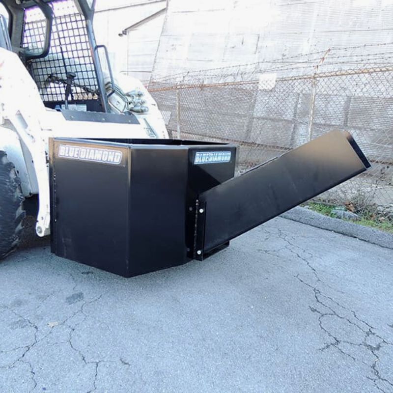 Blue Diamond Dispensing Bucket on a skid steer.