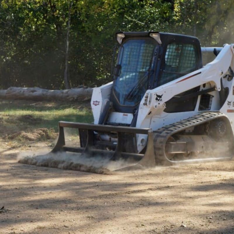 Blue diamond's Land Planer on a Bobcat Skid Steer