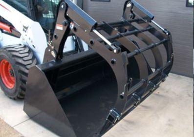 Bobcat removable grapple bucket for round bales from haugen