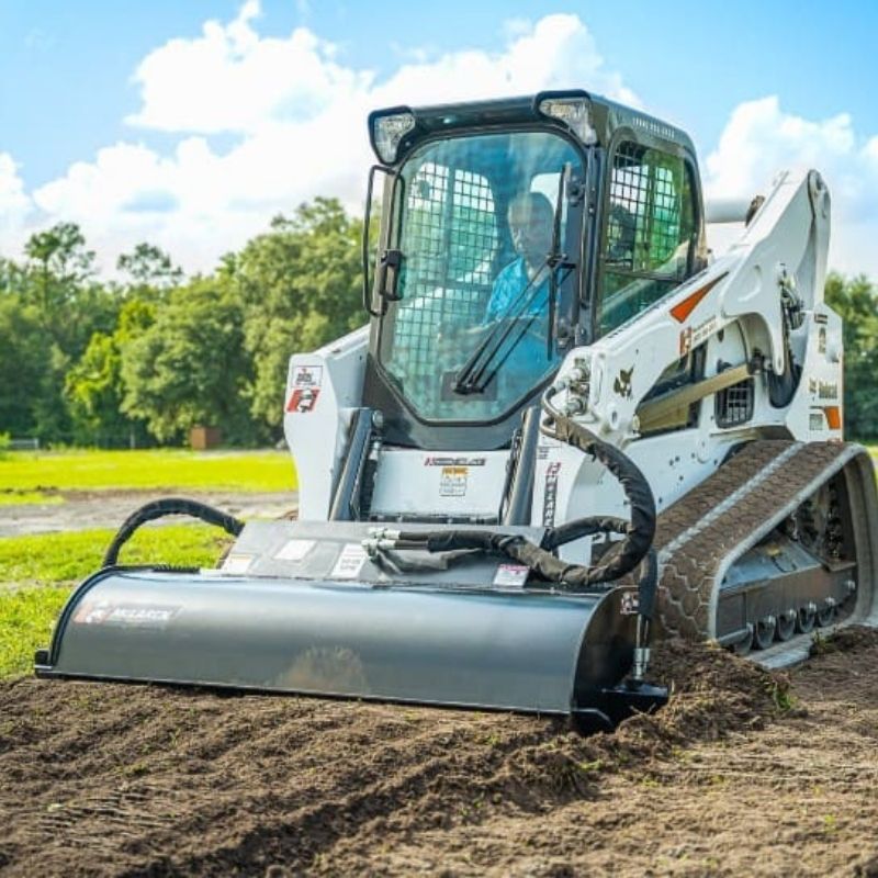 bobcat skid steer with the rotary tiller in action from mclaren