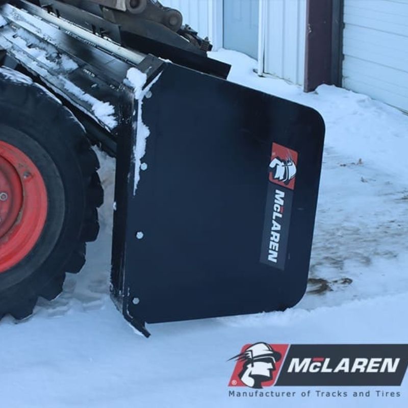side view of the snow pusher box attachment from mclaren industries