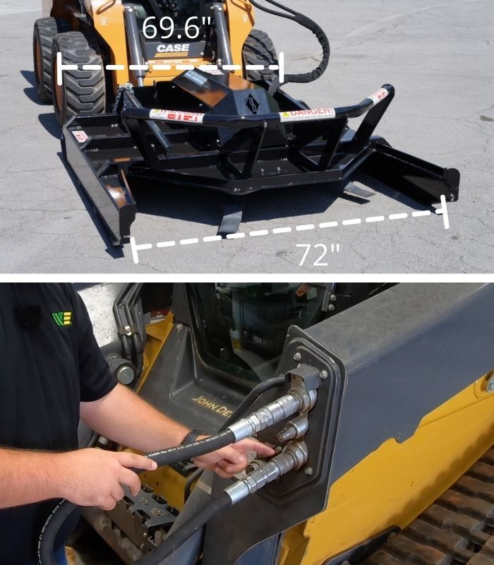 Case skid steer with the 72" severe duty brush cutter attachment by blue diamond