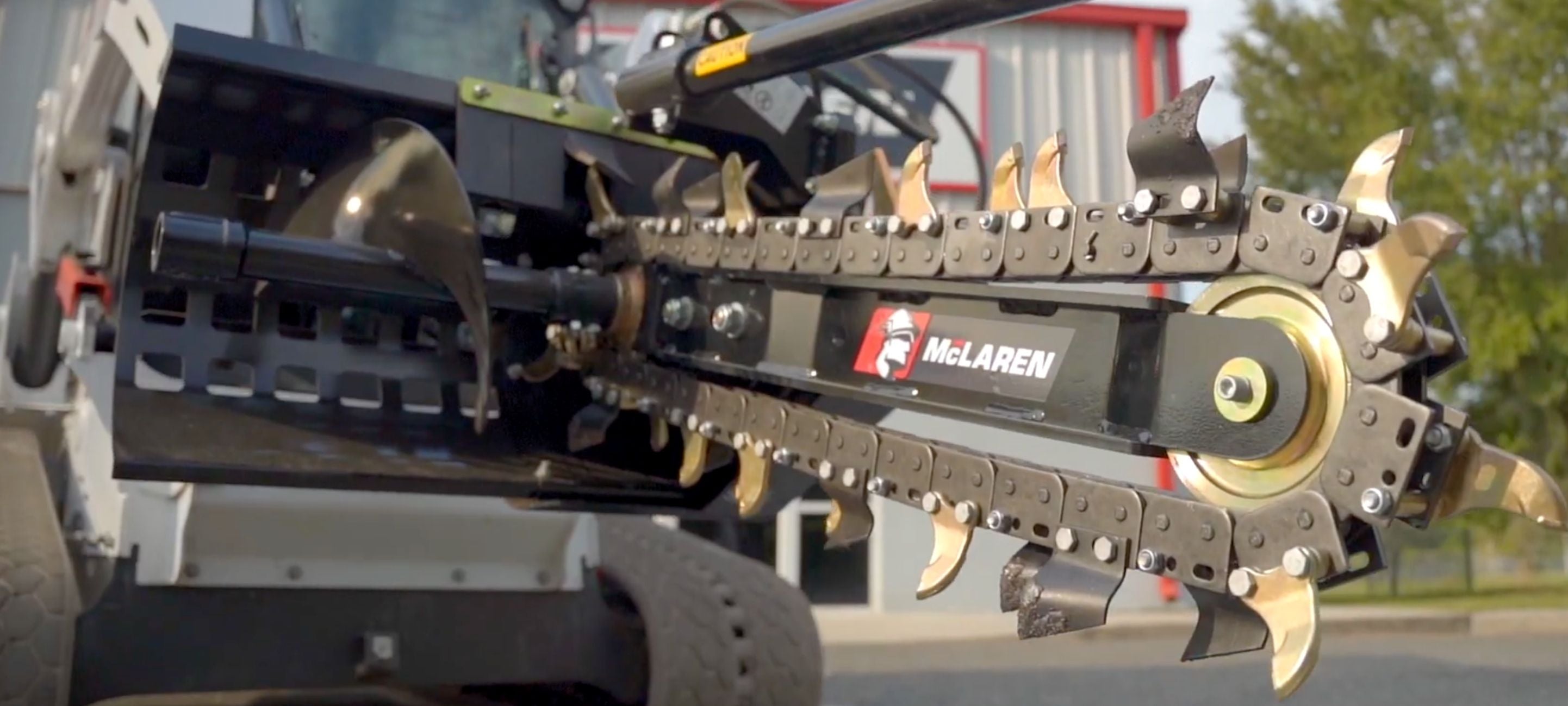 McLaren Skid Steer Trencher ready to dig trenches smoothly. 