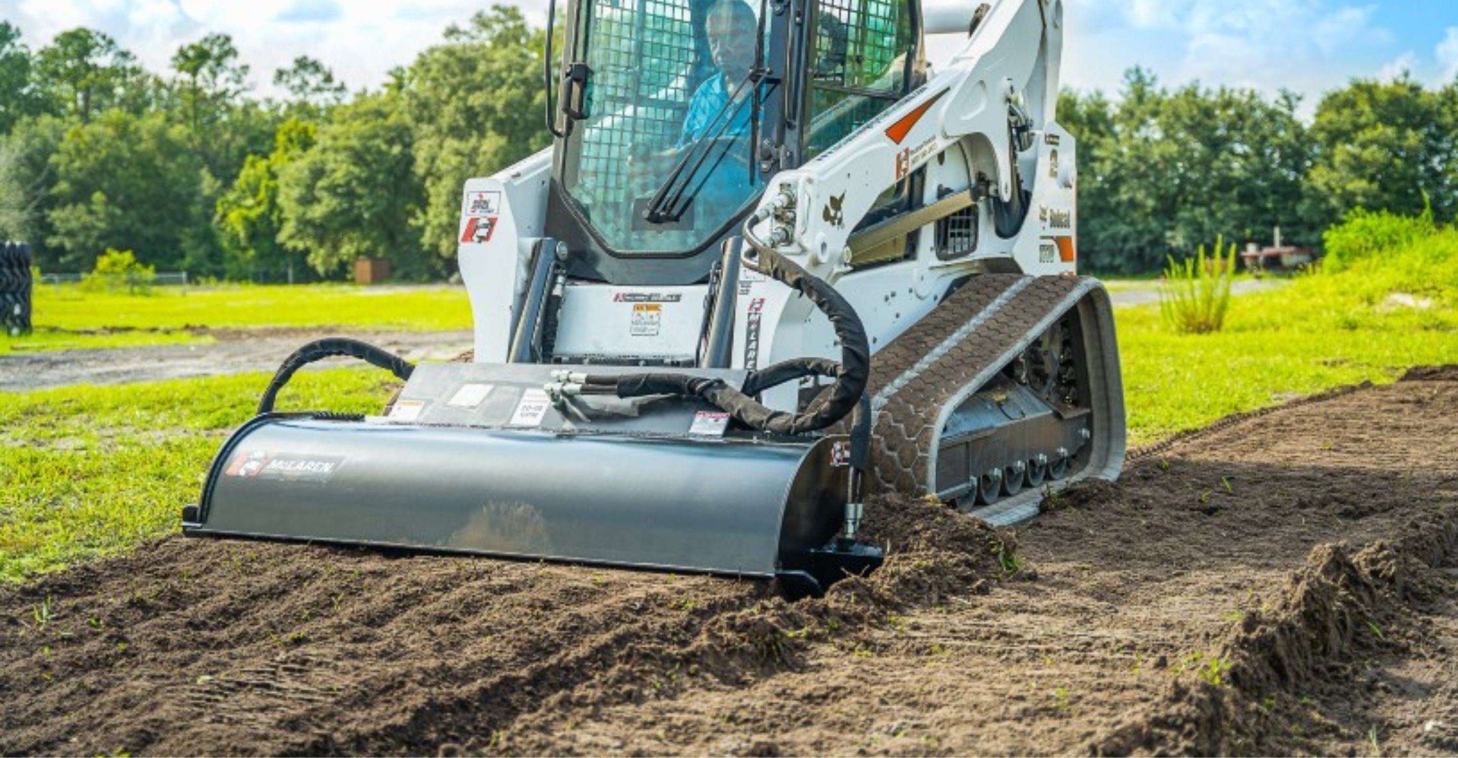 Bobcat skid steer with the USA made tiller attachment from Blue Diamond