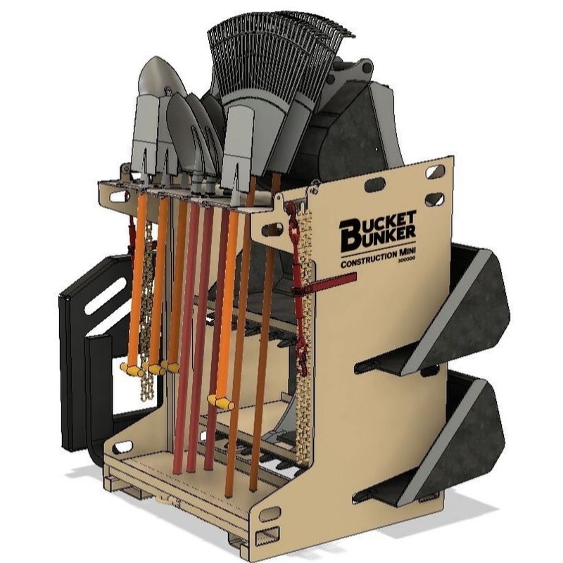 Mini Bucket Storage Rack Construction Mini | Bucket Bunker – Skid Steers Direct