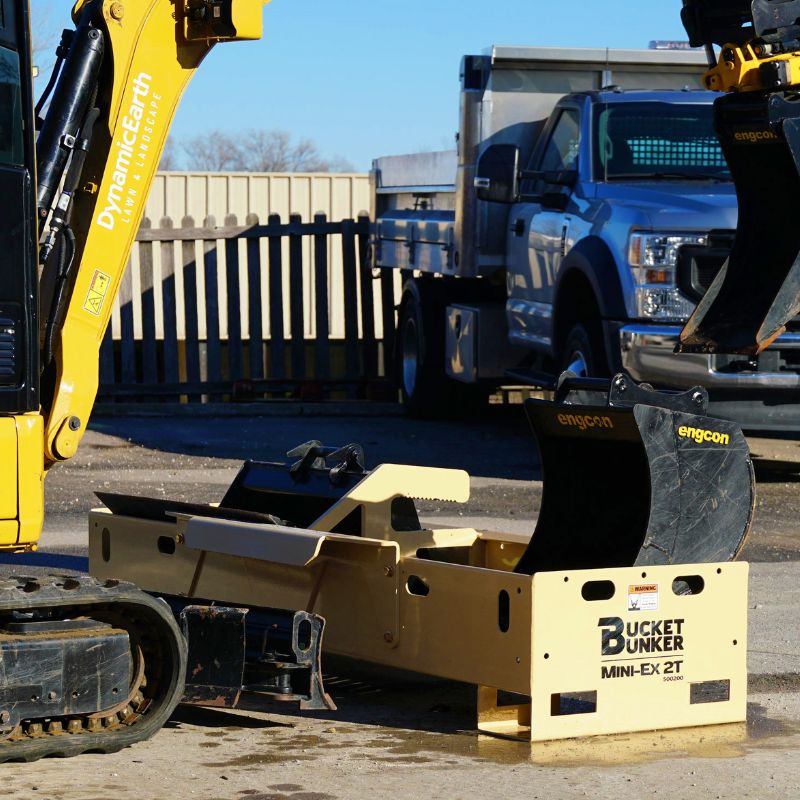 Mini Bucket Storage Rack Mini-EX 2T | Bucket Bunker - Skid Steers Direct