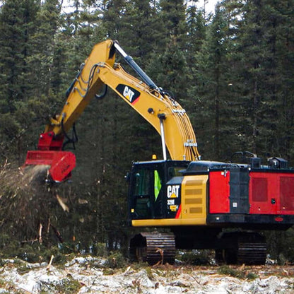 fecon-mulcher-attachment-on-a-cat-excavator-in-action