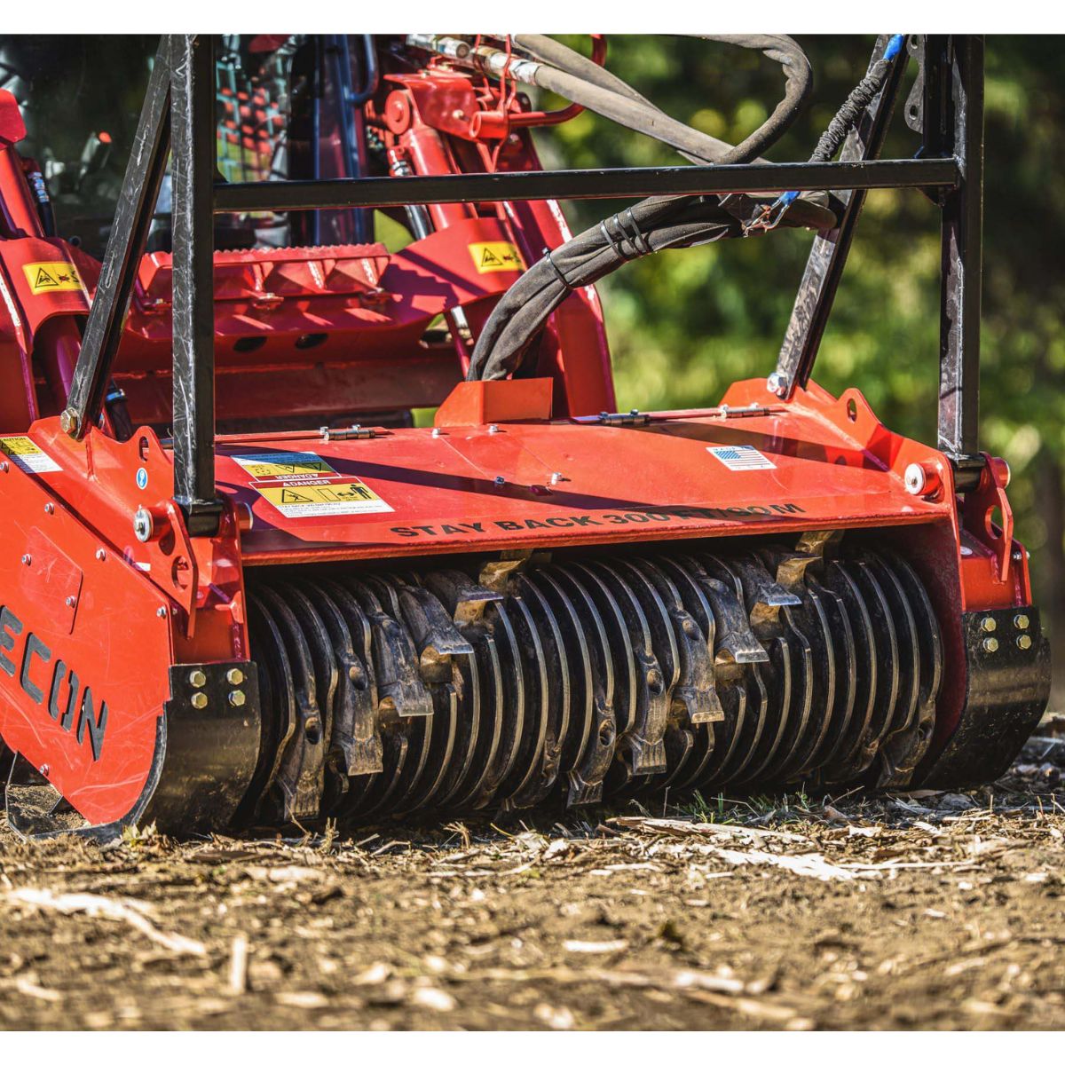 Close up to Fecon skid steer mulcher