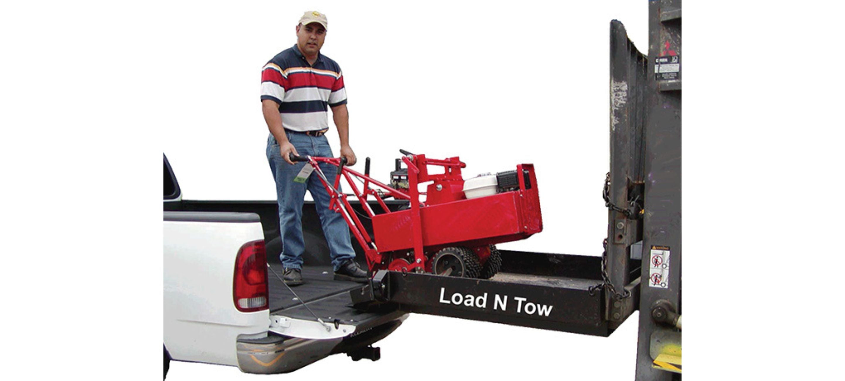 Transferring load using the loading box attachment from Star Industries on a forklift. 