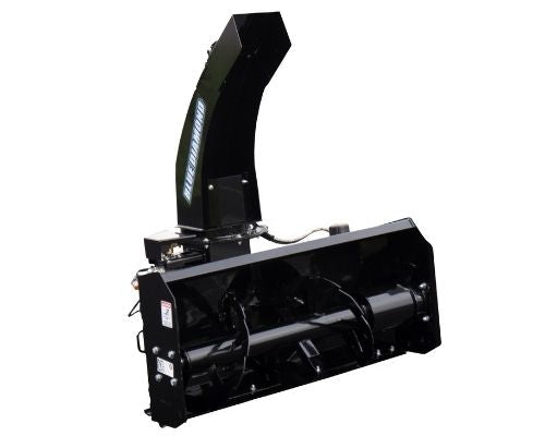 Front view of the snow blower attachment for mini skid steers from Blue Diamond