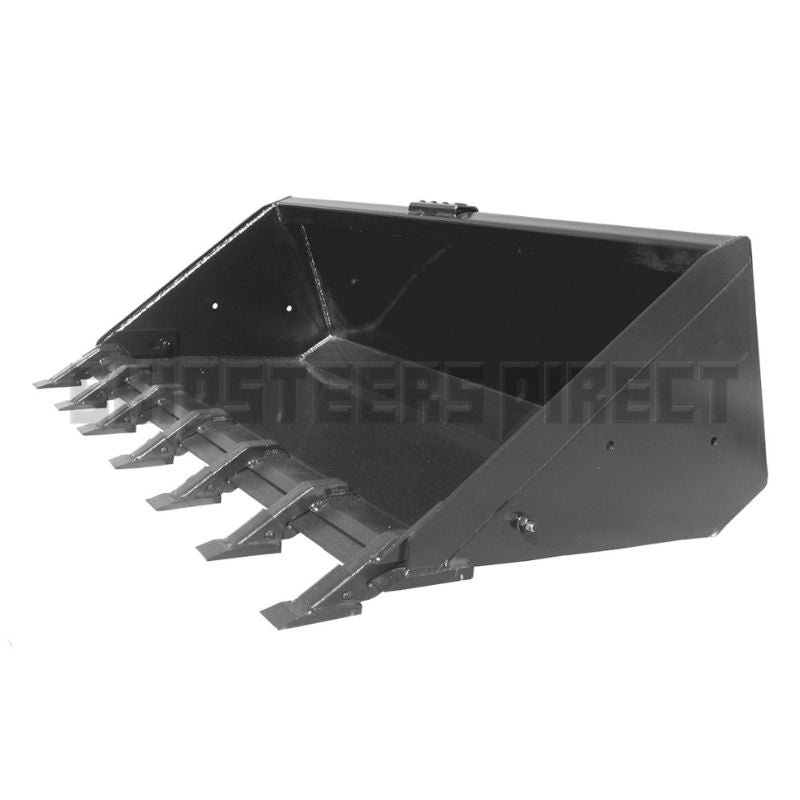 Skid-Steer-Dirt-Bucket-Haugen-Attachments-In-White-Background