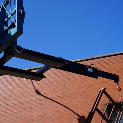 Blue Diamond Industrial Jib Boom lifting a metal frame