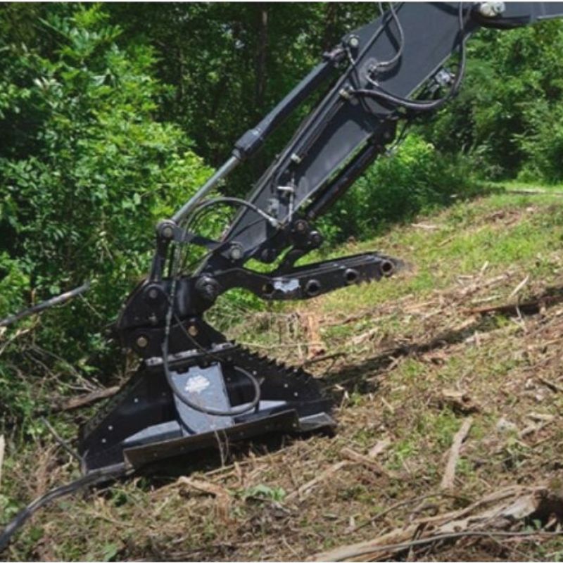 blue diamond extreme duty brush cutter for excavator in action.