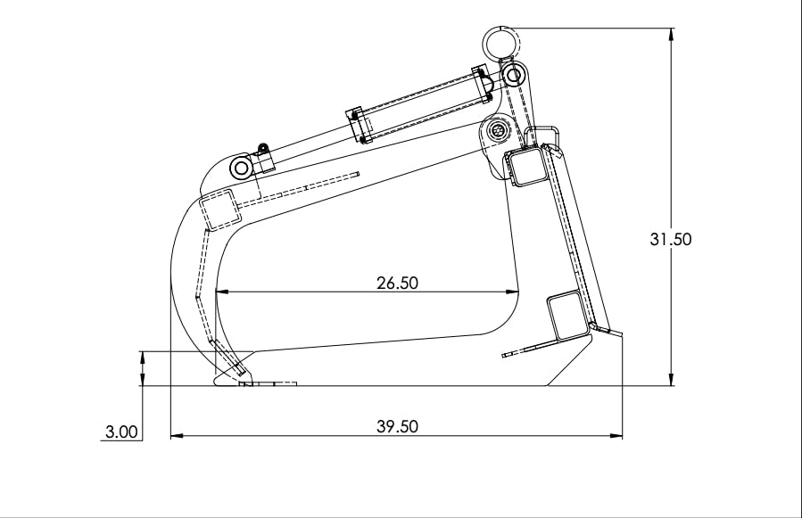 Specs of the Brush Grapple Low Attachment from Top Dog