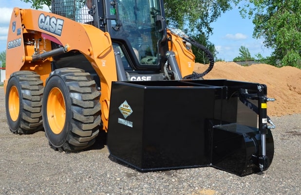 case skid steer with the concrete bucket attachment from top dog