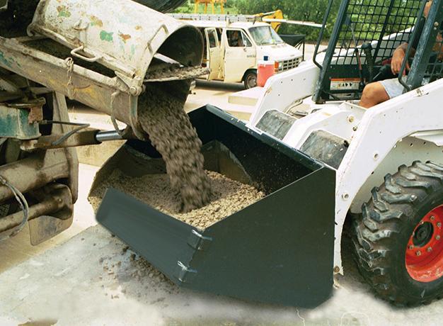 concrete placement bucket catching concrete in action