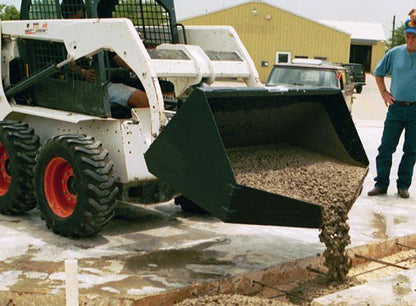 star industries concrete placement bucket attachment in action