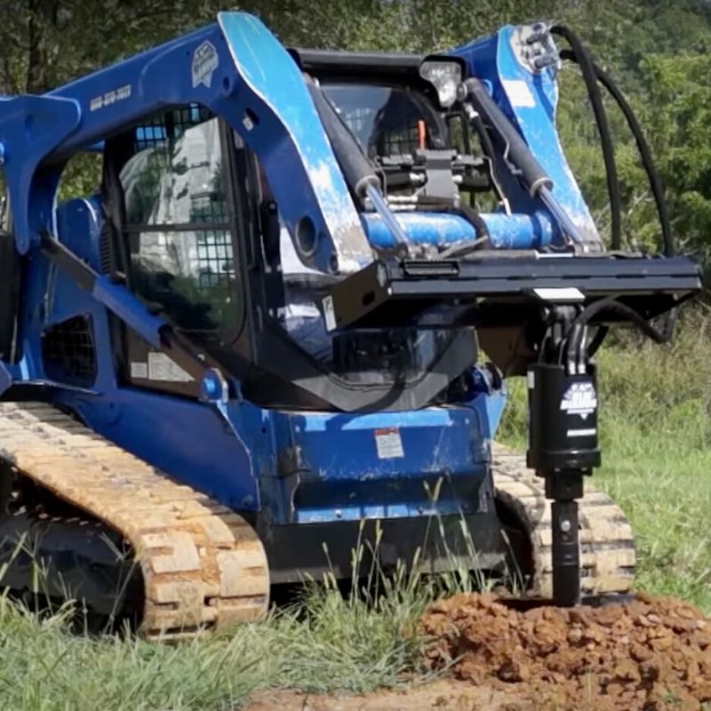 blue diamond auger making a hole