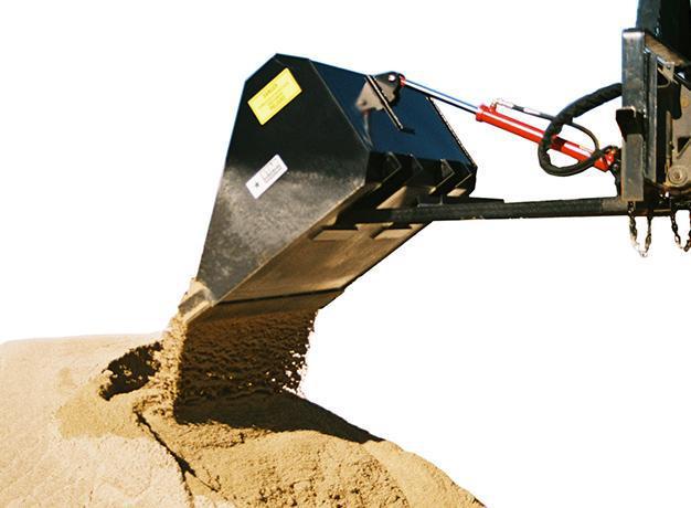 self-dump bucket for forklift dumping sand by star industries