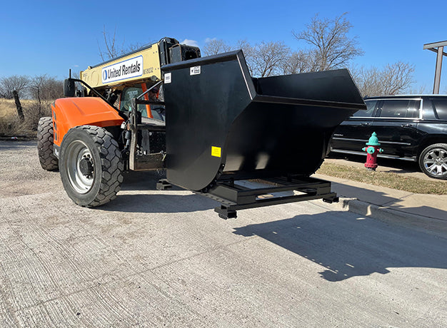 Heavy Duty Self-Dump Hopper on a skid steer ready to action from Star Industries