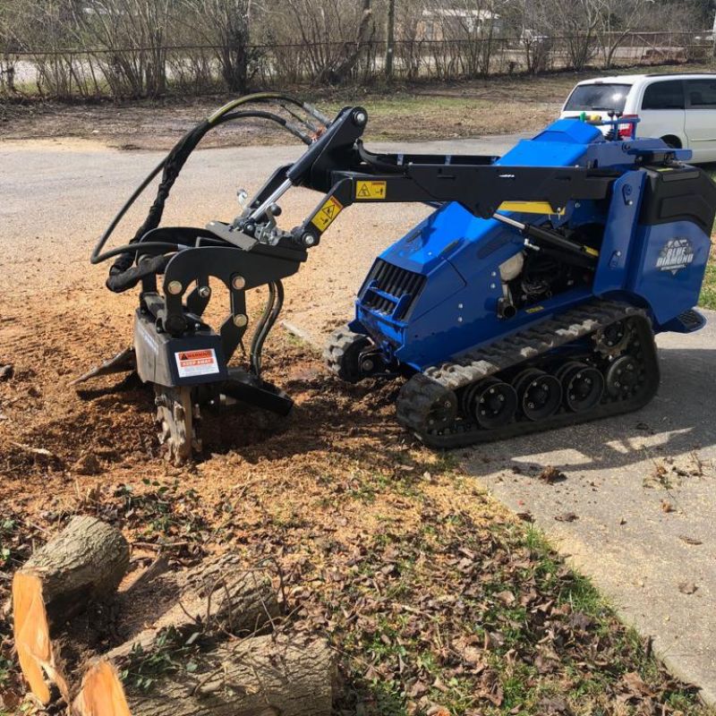 mini stump grinder attachment in action from blue diamond