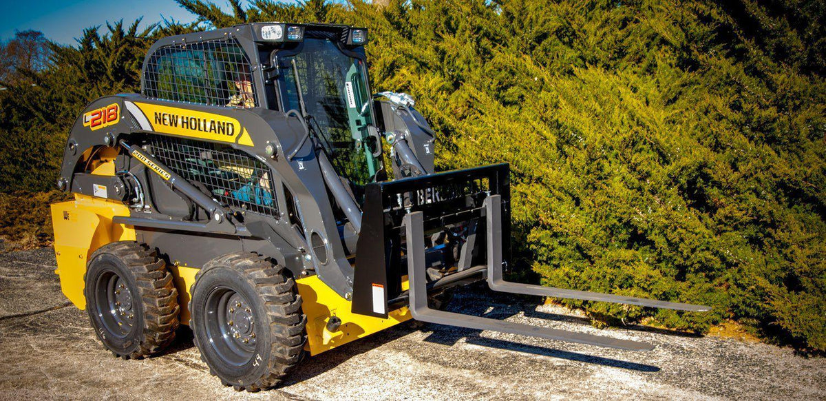 new holland skid steer with the class 2 light duty with 2,500 lbs capacity pallet fork from berlon industries