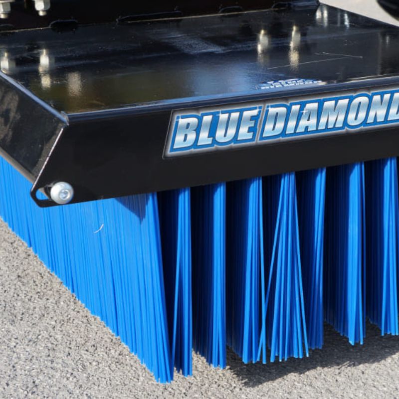 blue diamond push broom attachment closer view