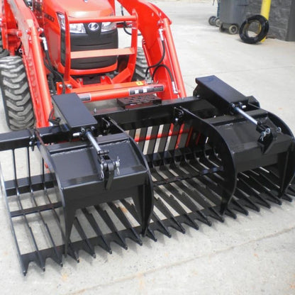 skid steer with blue diamond heavy duty rock bucket grapple