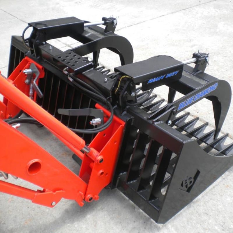 back view of blue diamond heavy duty rock bucket grapple