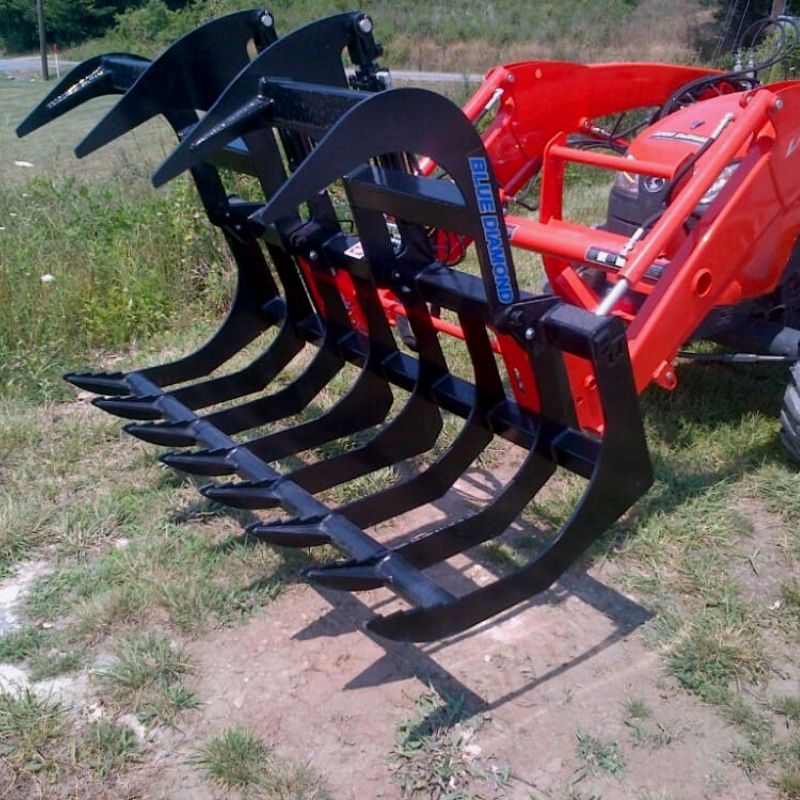 Blue Diamond Light Duty Root Grapple Opened on a tractor