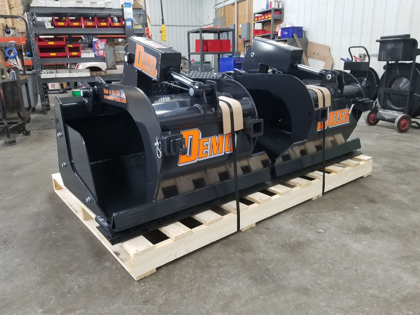 grapple bucket attachment for skid steer  by demo dozer on the ground