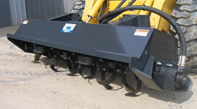 Rotary tiller for a tractor or skid steer ready to action from haugen