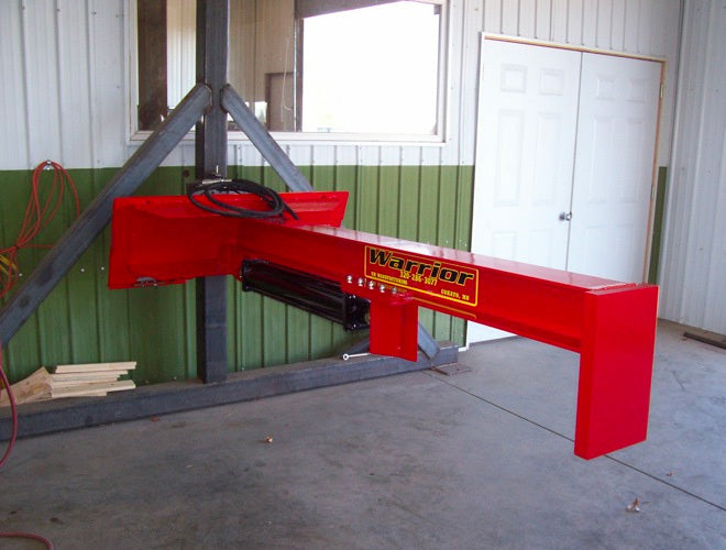 TM Manufacturing Warrior log splitter inside maintenance shop